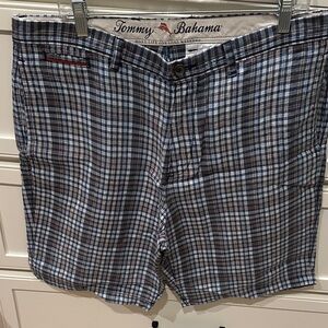 Tommy Bahama Men's Navy and White Checkered Shorts